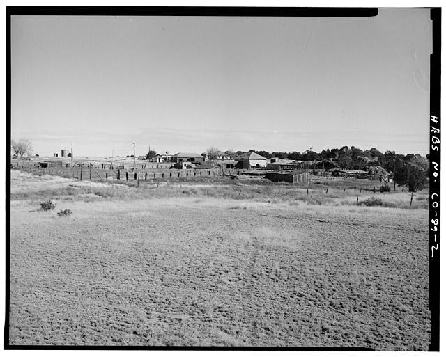 2. General view Adobe Barn (CO-89-J) and Shed (CO-89-K) including associated corrals, looking northeast. - Adam & Bessie Arnet Homestead, 20 miles east of U.S. Highway 350, Model, Las Animas County, CO