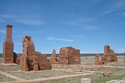 Eroded adobe walls of the third fort at Fort Union